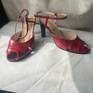 Made in Italy A.Giannetti ladies croc Platform stiletto ankle strap heel